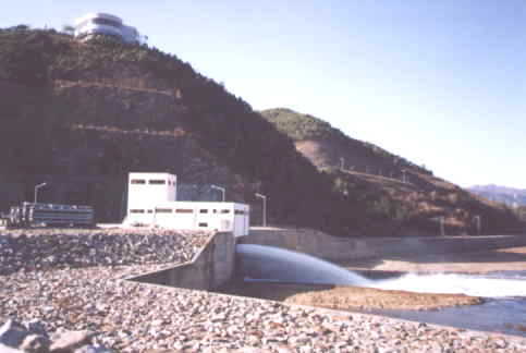 The power house located at base of dam